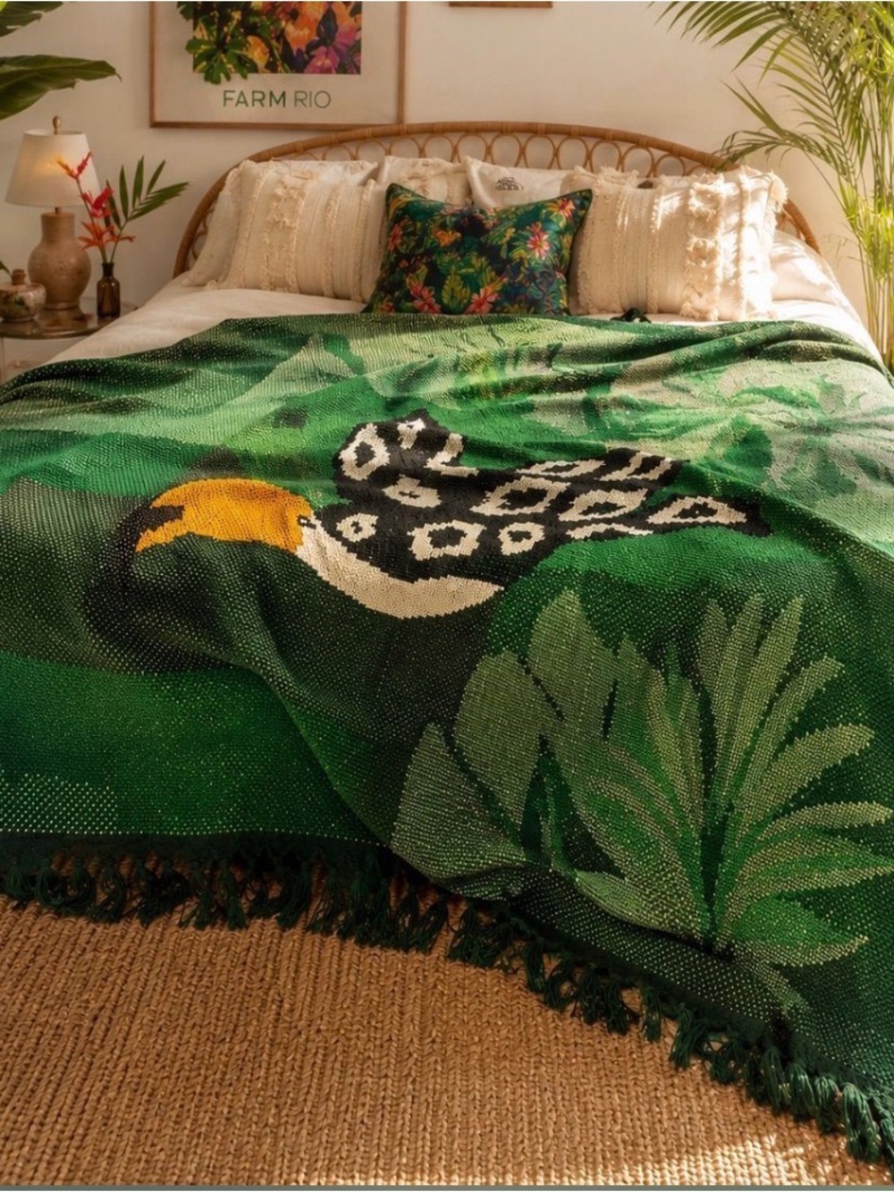NWT FARM Rio Toucan Brazil oh so cozy Throw Blanket